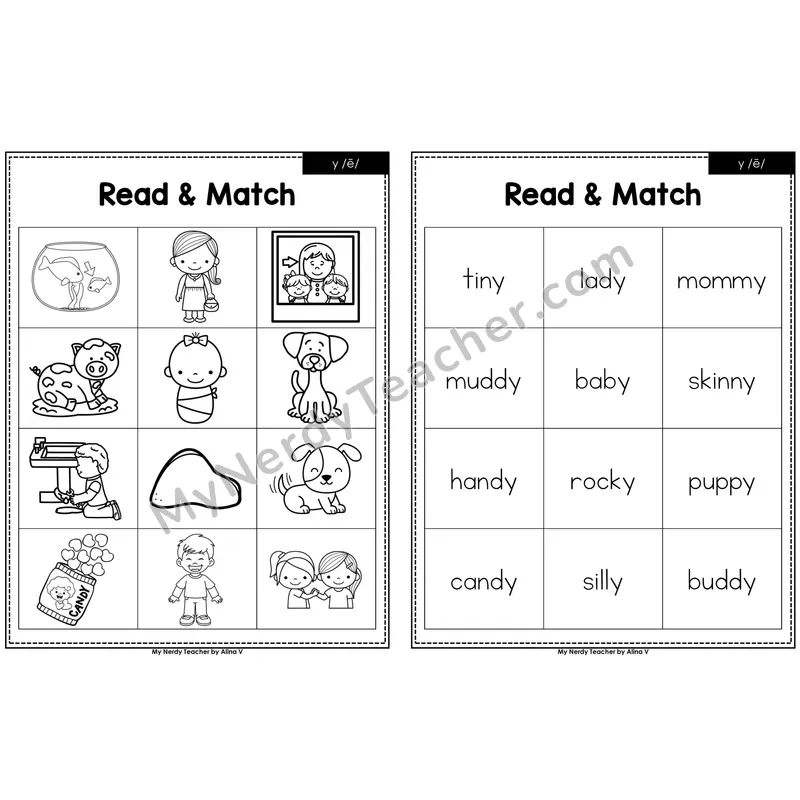 y as Long e Read and Match (Black & White)