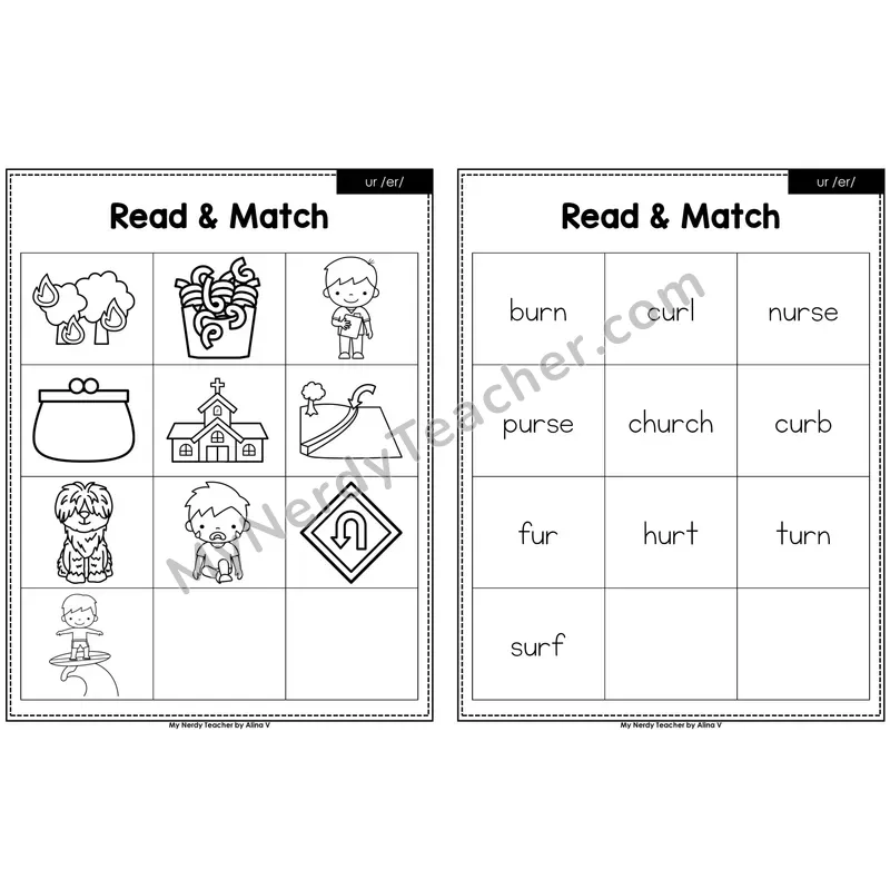 ur (r-controlled) Read and Match (Black & White)
