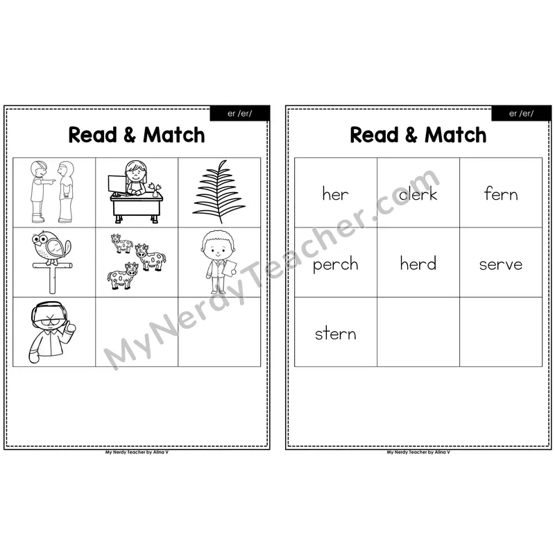 er (r-controlled) Read and Match (Black & White)