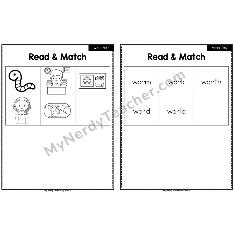 w + or Read and Match (Black & White)