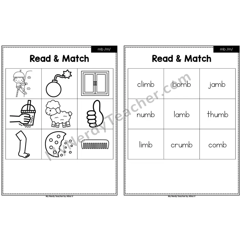 Silent Letters mb Read and Match (Black & White)
