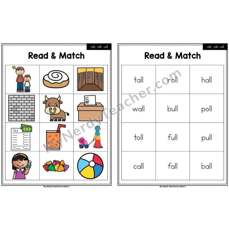 -all -oll -ull Read and Match