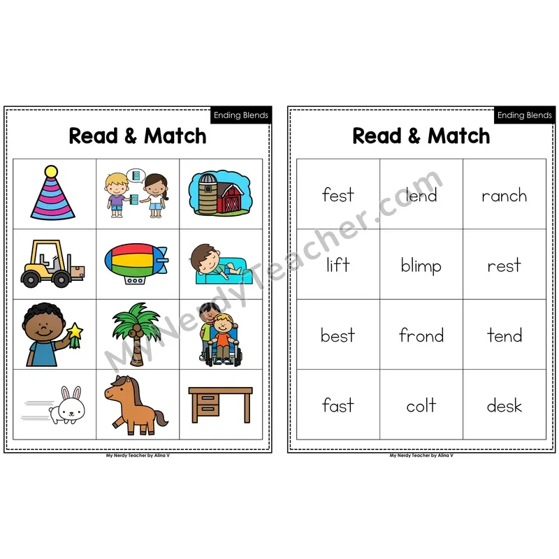 Ending Blends Read and Match
