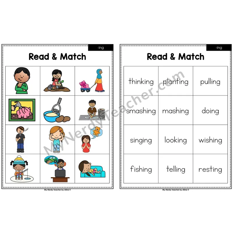 Suffix -ing Read and Match