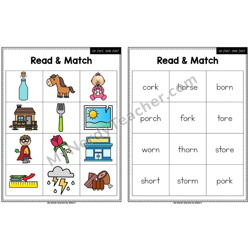 or and ore (r-controlled) Read and Match