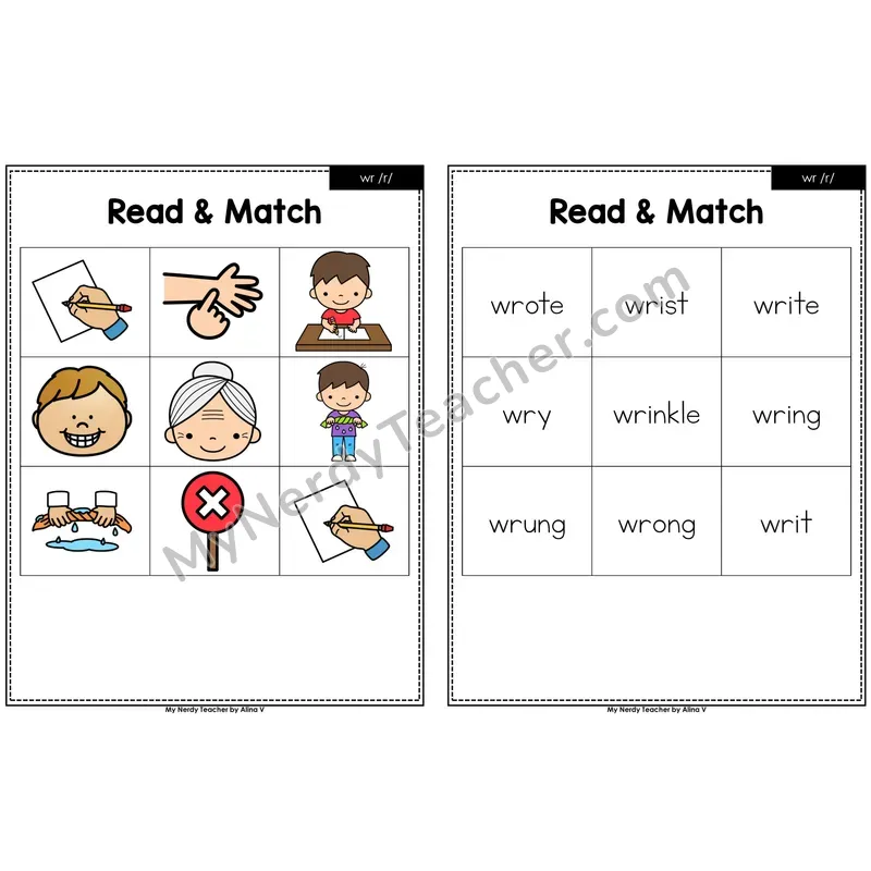 Silent Letters wr Read and Match