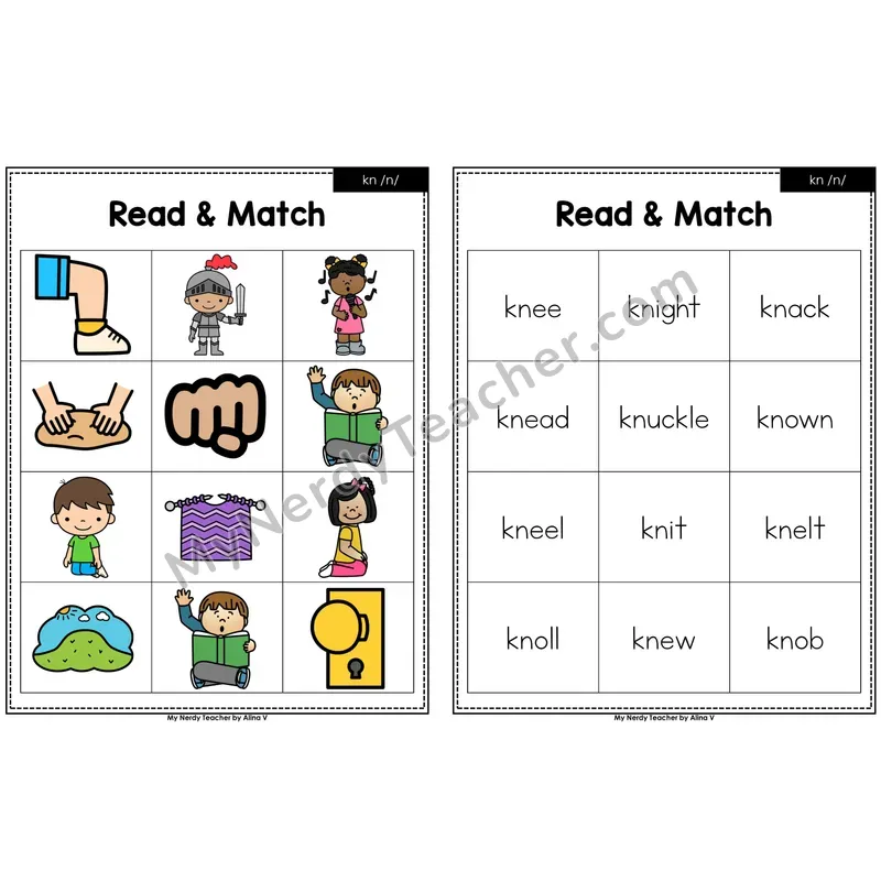 Silent Letters kn Read and Match