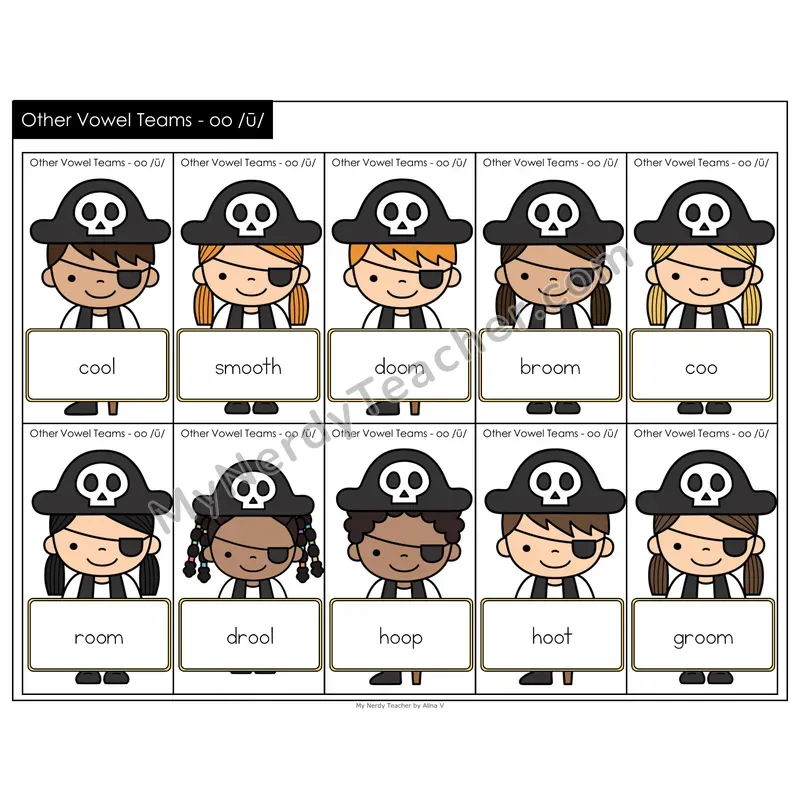Other Vowel Teams oo (long) Treasure Hunt