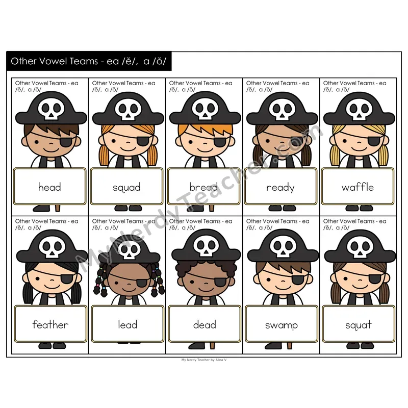 Other Vowel Teams ea short e, a short o Treasure Hunt
