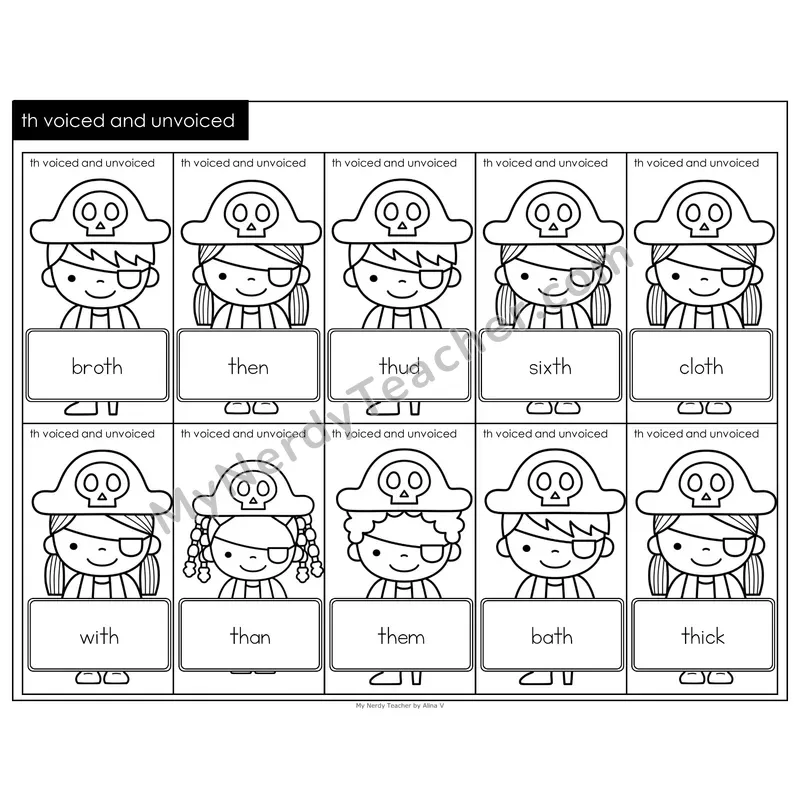 th voiced and unvoiced Treasure Hunt (Black & White)