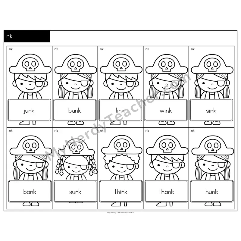 nk digraph Treasure Hunt (Black & White)