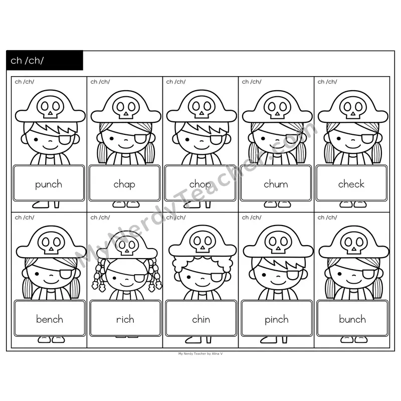 ch digraph Treasure Hunt (Black & White)