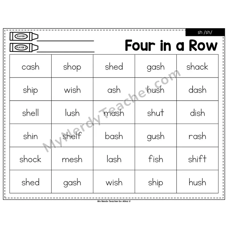 sh digraph Four in a Row (Black & White)