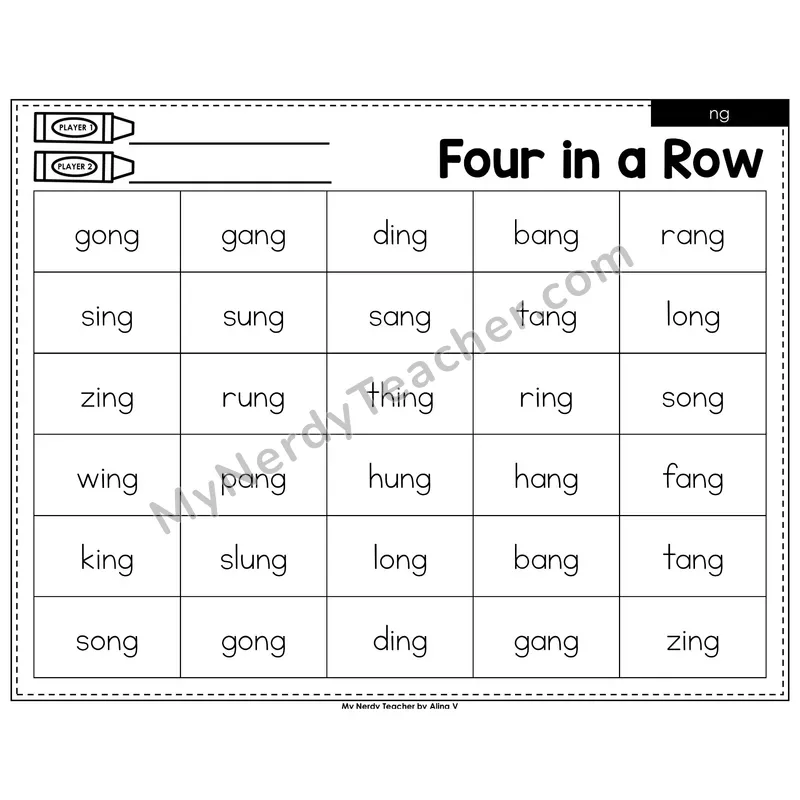 ng digraph Four in a Row (Black & White)