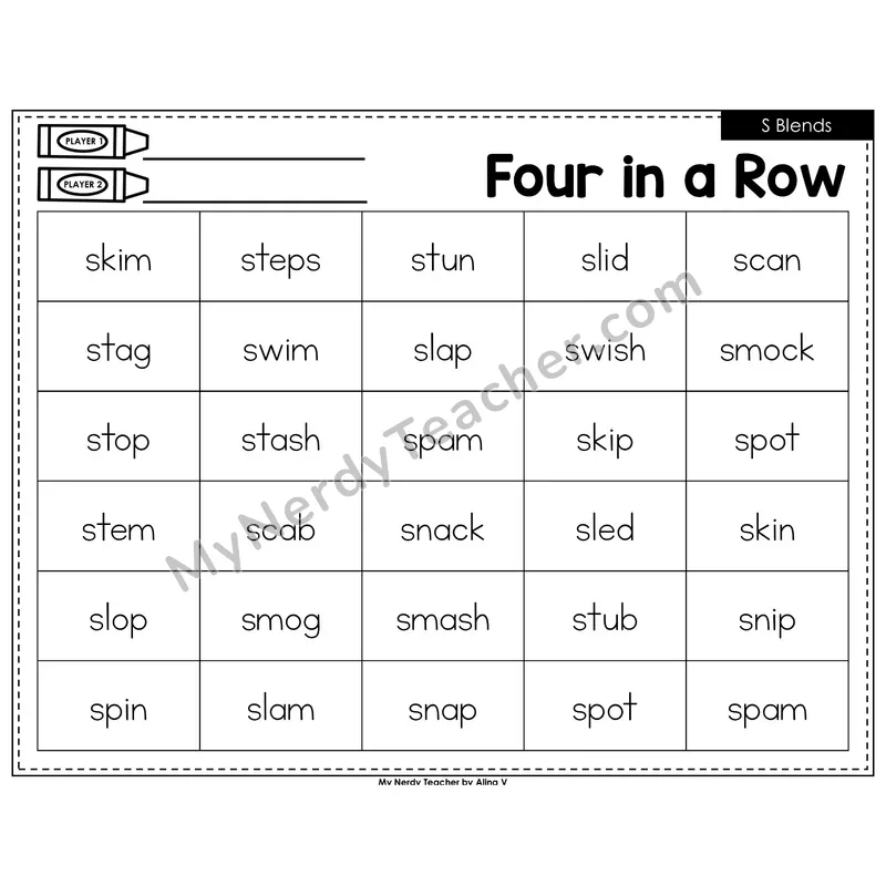 S Blends Four in a Row (Black & White)