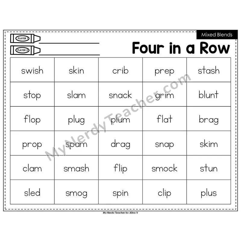Mixed Blends Four in a Row (Black & White)