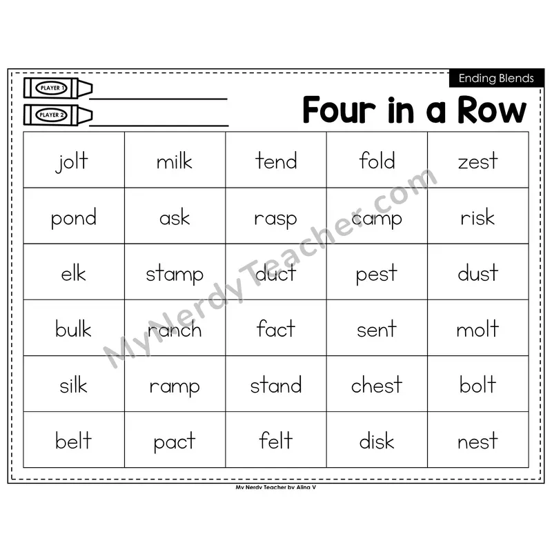 Ending Blends Four in a Row (Black & White)