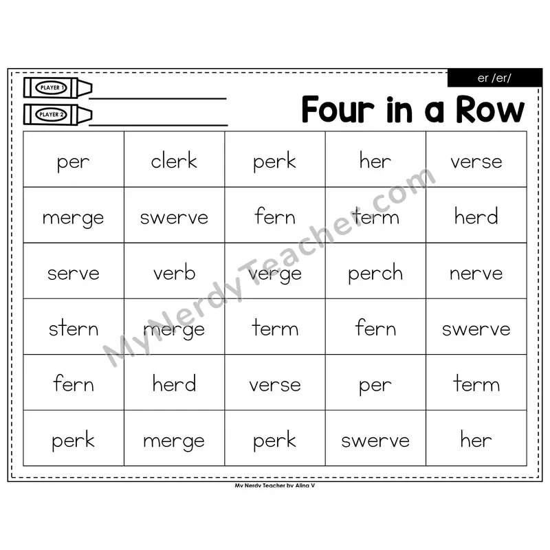 er (r-controlled) Four in a Row (Black & White)