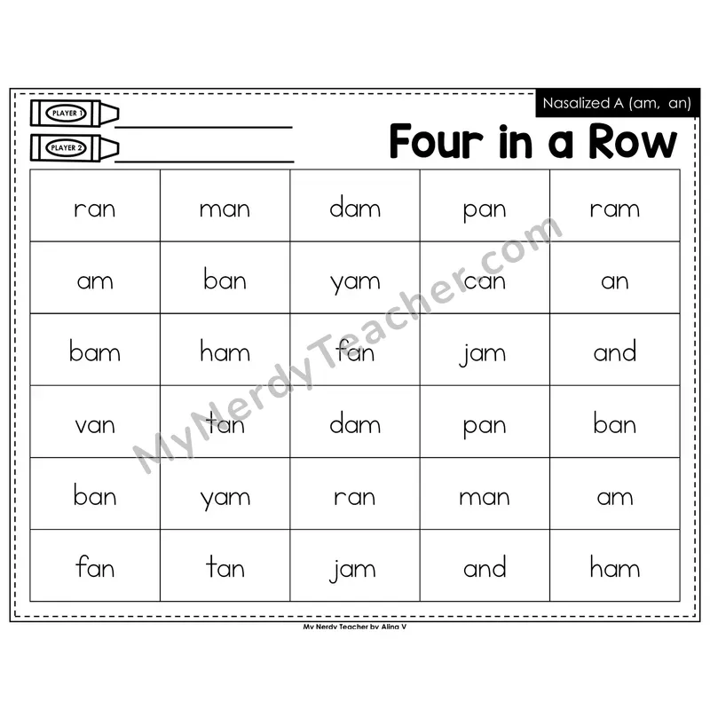 Nasalized A (am, an) Four in a Row