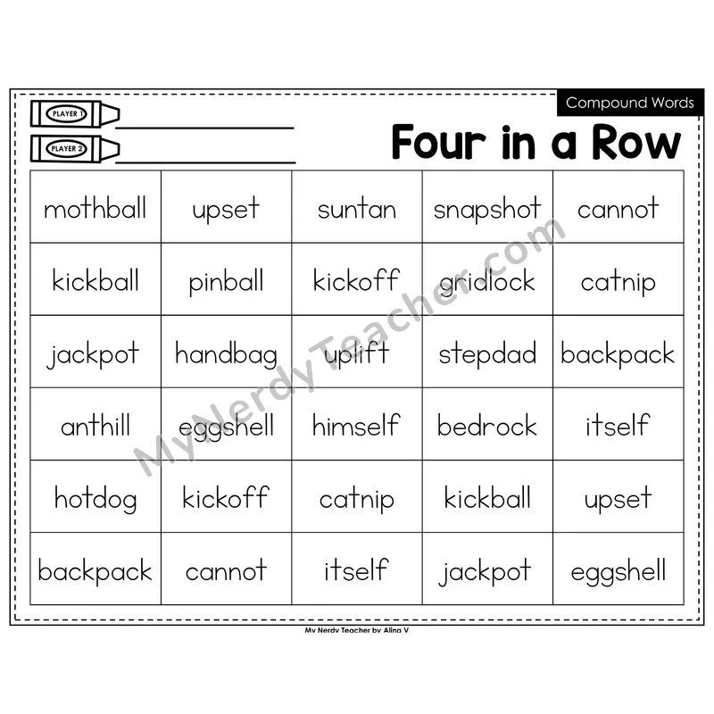 Compound Words Four in a Row