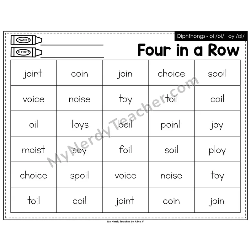 Diphthongs oi, oy Four in a Row