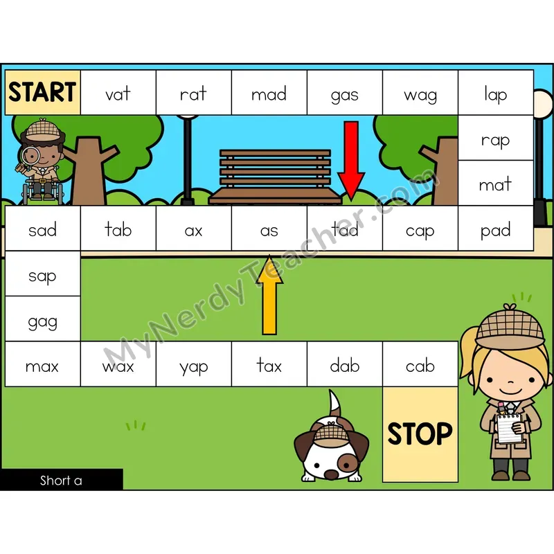 Short a Game Board with Recording Page
