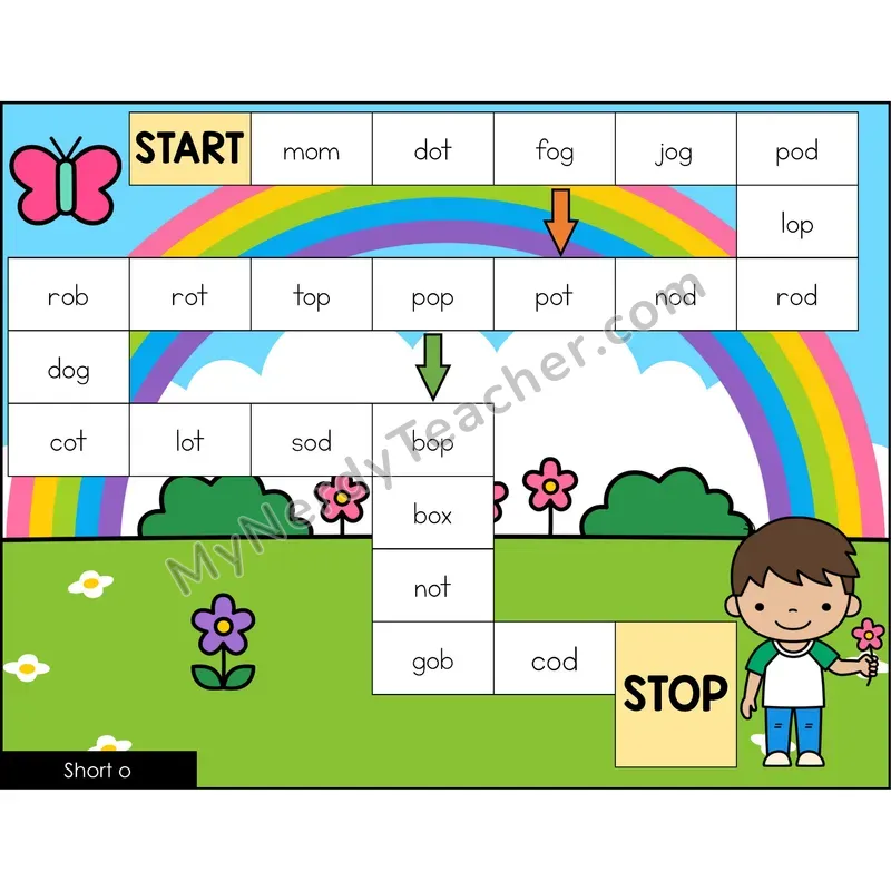 Short o Game Board with Recording Page