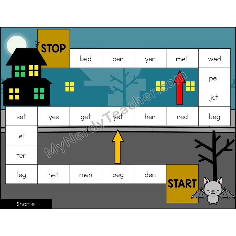 Short e Game Board with Recording Page
