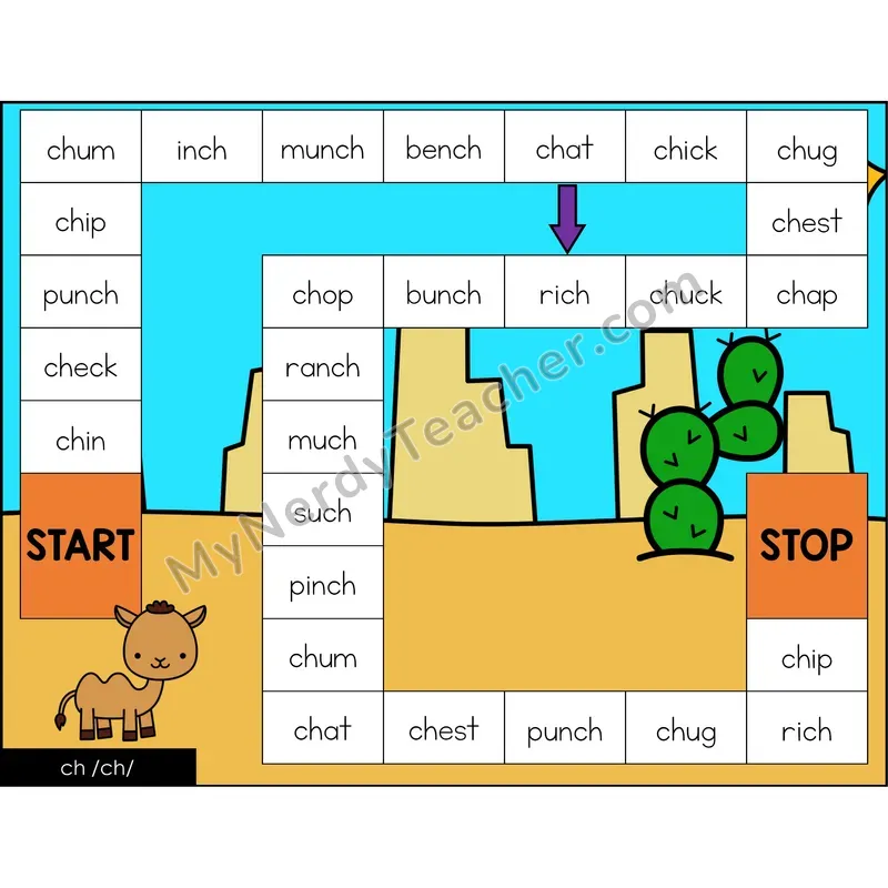 ch digraph Game Board with Recording Page