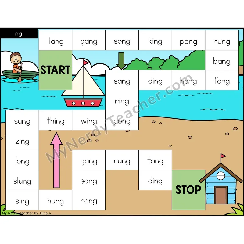 ng digraph Game Board with Recording Page