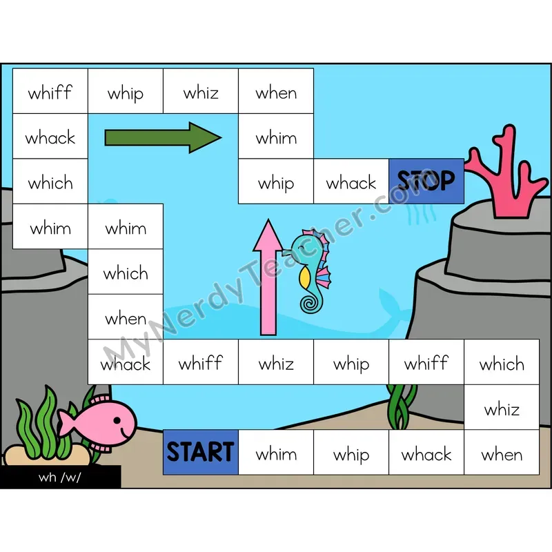 wh digraph Game Board with Recording Page