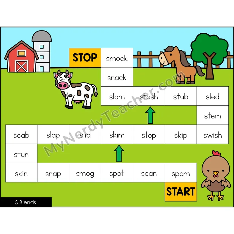 S Blends Game Board with Recording Page