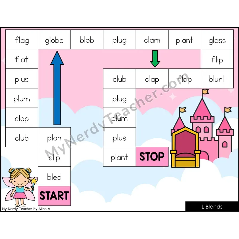 L Blends Game Board with Recording Page