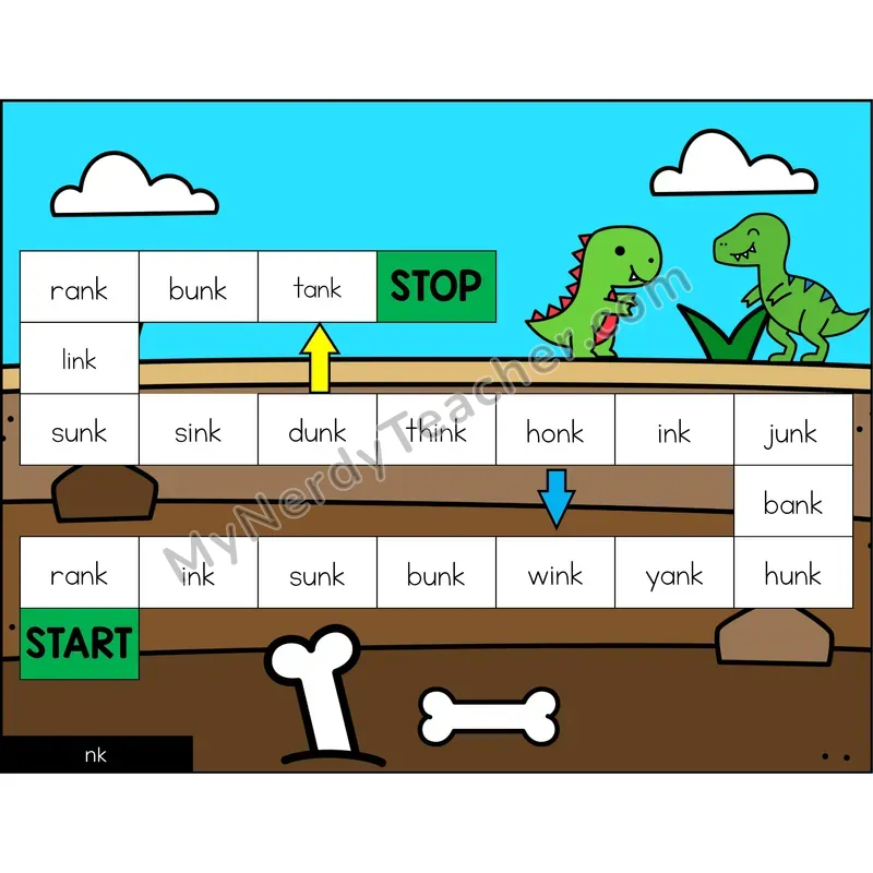 nk digraph Game Board with Recording Page
