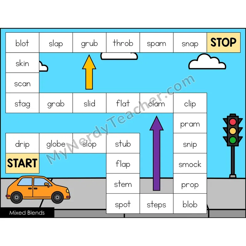 Mixed Blends Game Board with Recording Page