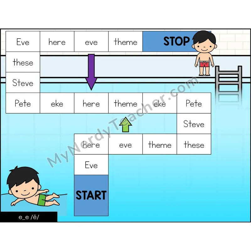 e_e (long e VCe) Game Board with Recording Page