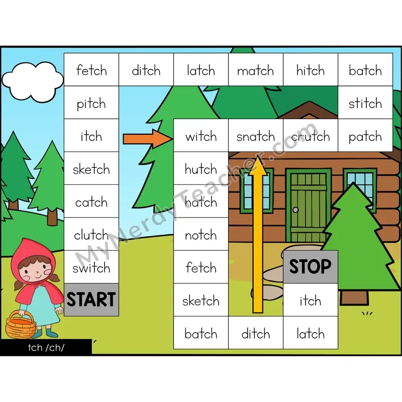 tch trigraph Game Board with Recording Page