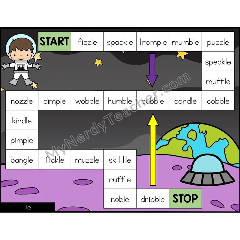 Consonant -le Game Board with Recording Page