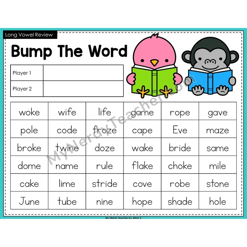 Long Vowels Review (VCe) Bump Game