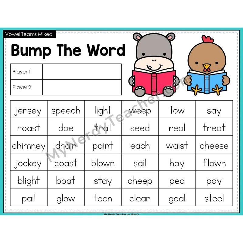 Mixed Vowel Teams Bump Game
