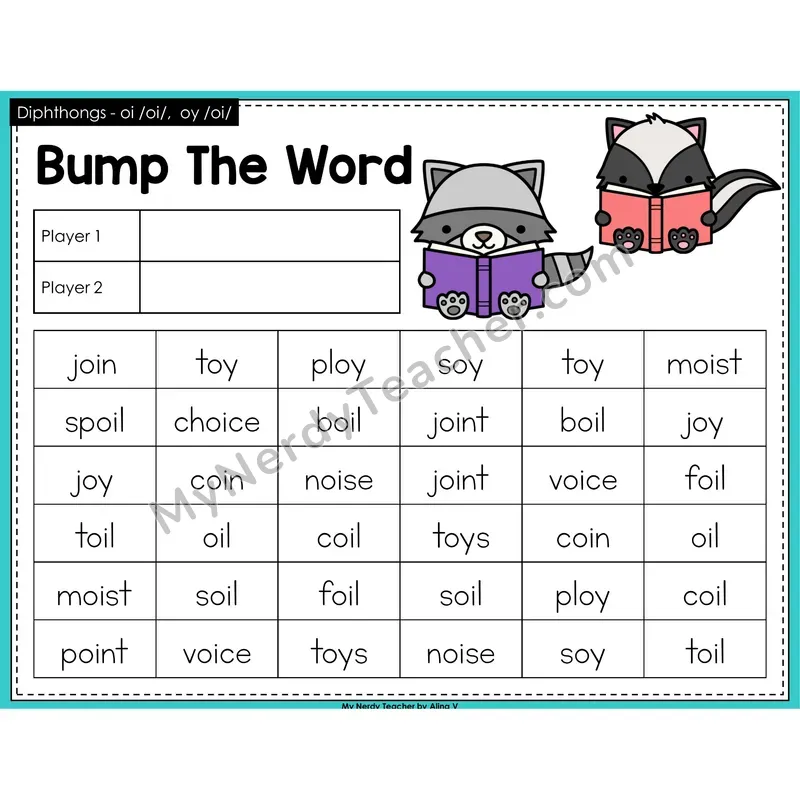 Diphthongs oi, oy Bump Game