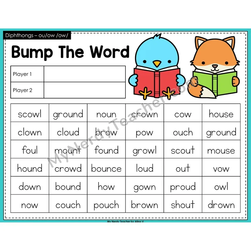Diphthongs ou, ow Bump Game