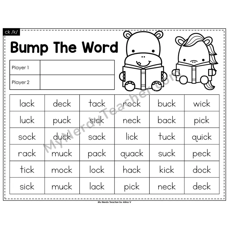 ck /k/ Bump Game (Black & White)