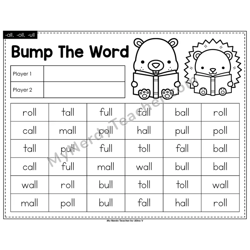 -all -oll -ull Bump Game (Black & White)
