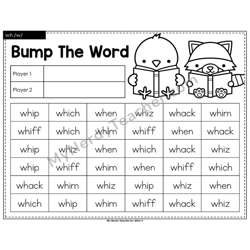 wh digraph Bump Game (Black & White)