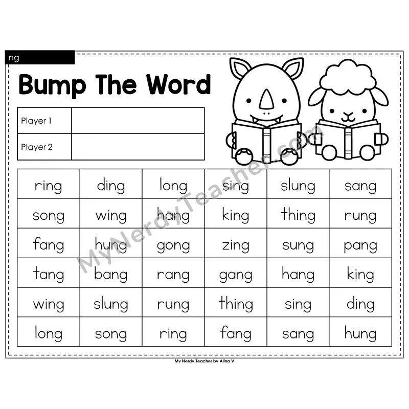 ng digraph Bump Game (Black & White)