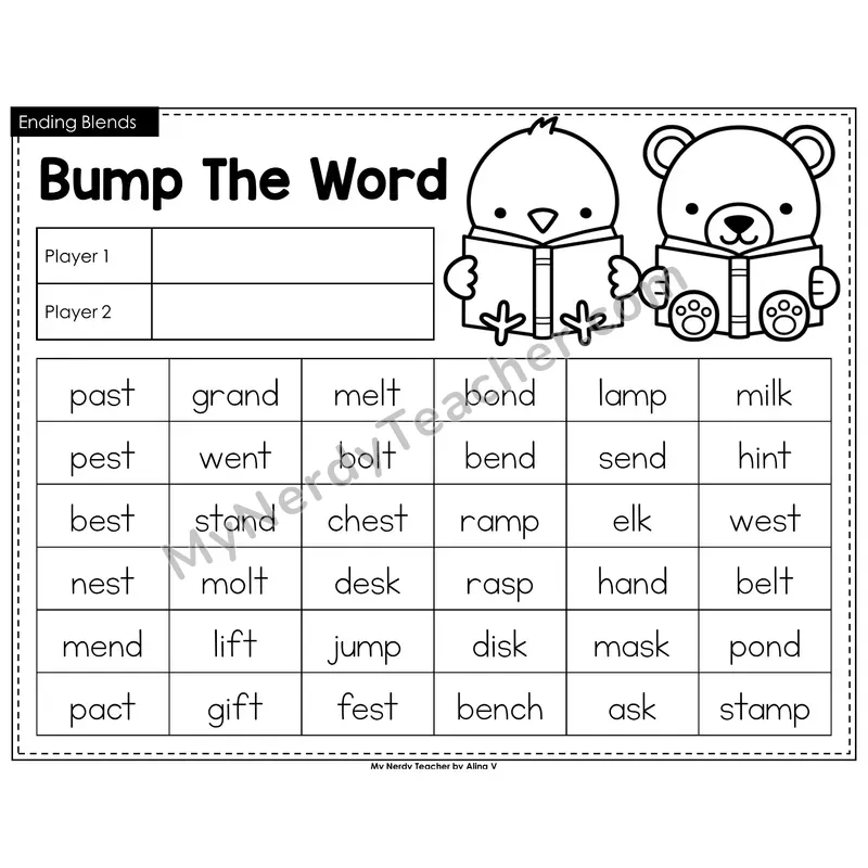 Ending Blends Bump Game (Black & White)