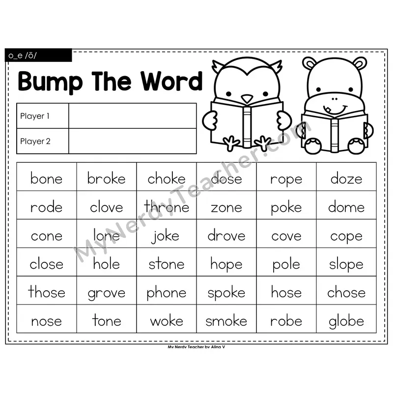 o_e (long o VCe) Bump Game (Black & White)