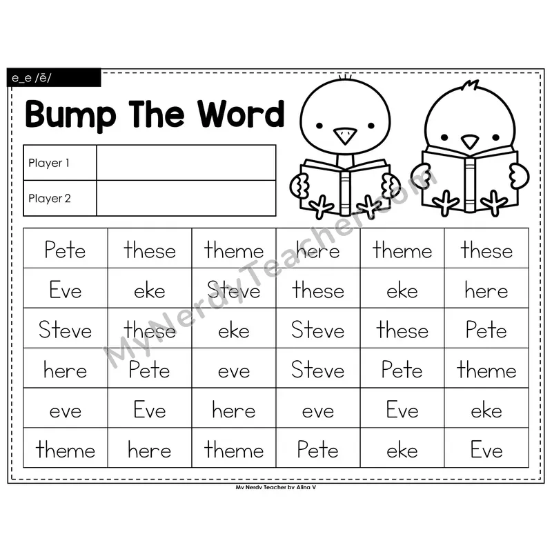 e_e (long e VCe) Bump Game (Black & White)