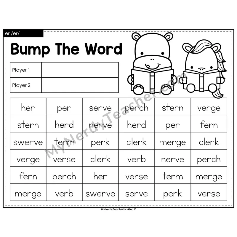 er (r-controlled) Bump Game (Black & White)